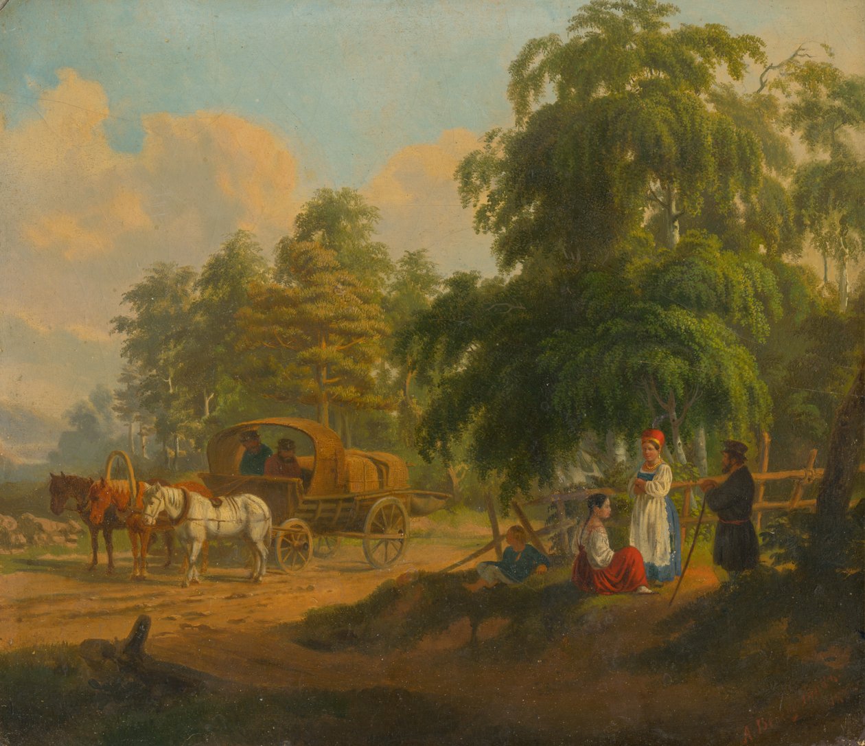 Paisagem, com, russo, troika de Alexey Venetsianov