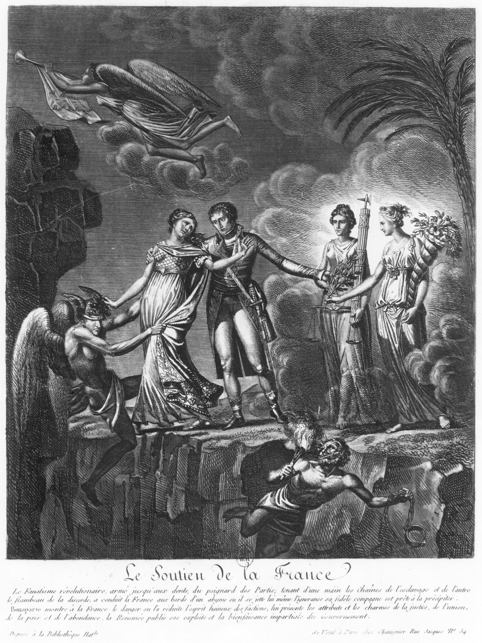 Alegoria do Bom Governo de Napoleão Bonaparte (1769-1821) de &39;Le Soutien de la France&39;, c.1801 de Alexis Chataigner