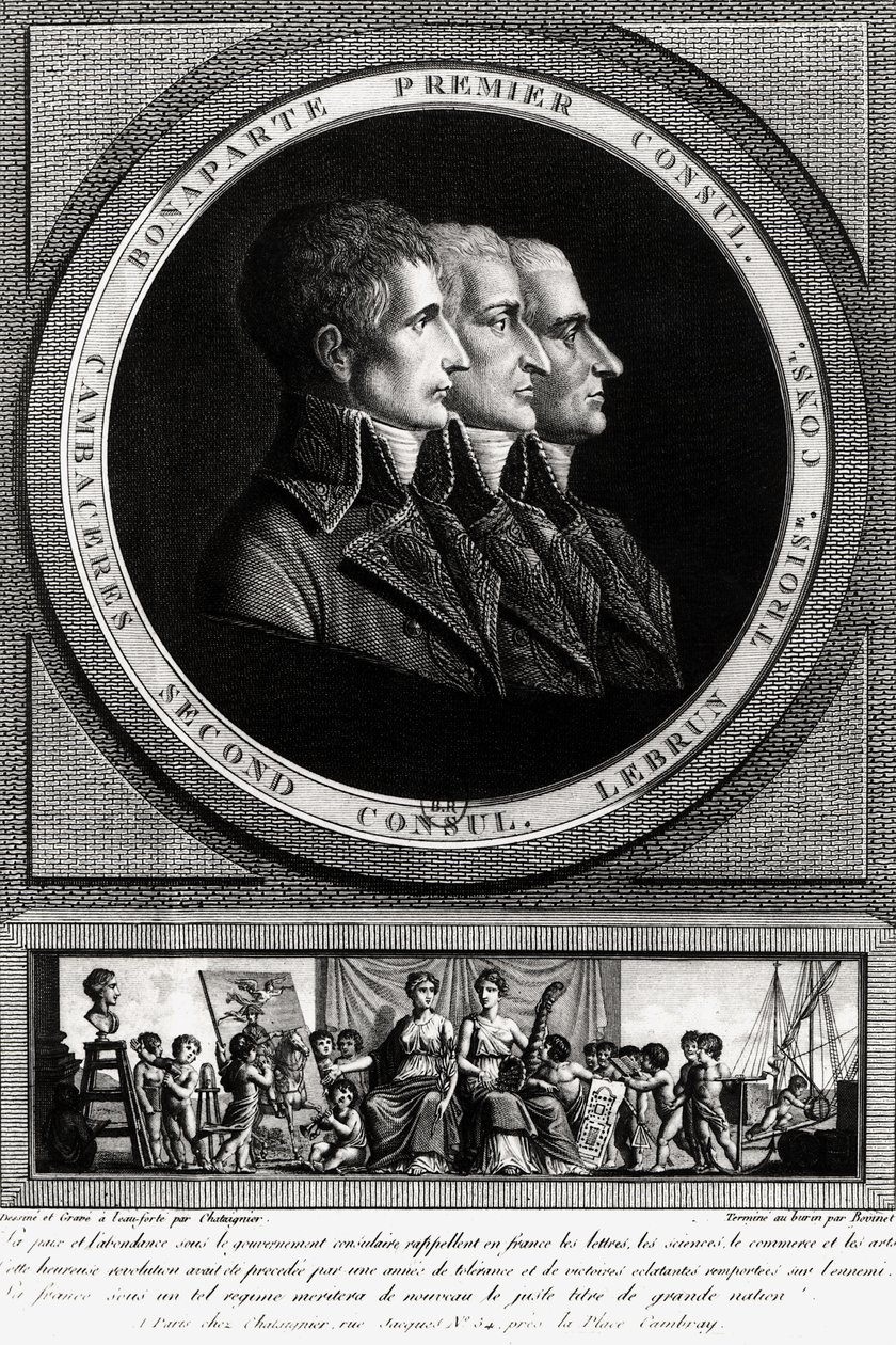 Retrato dos Três Cônsules da República, completado por Edme Bovinet (1767-1082) de Alexis Chataigner