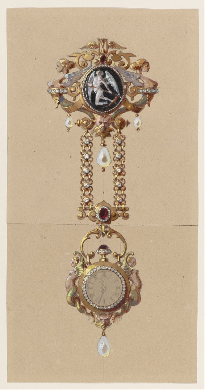 Design para um Chatelaine com relógio de Alexis Falize