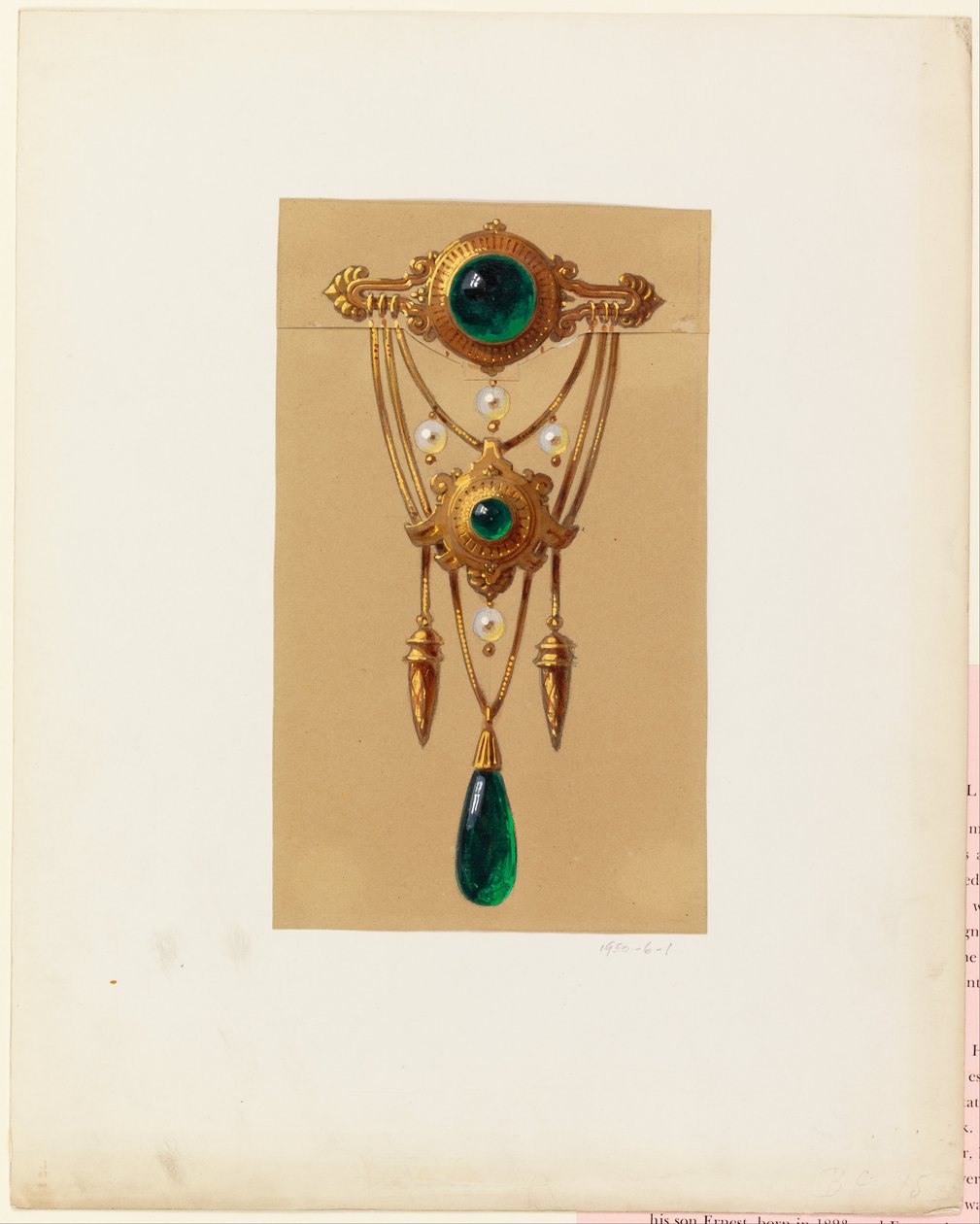Design para um broche de ouro e cabochão Gem de Alexis Falize