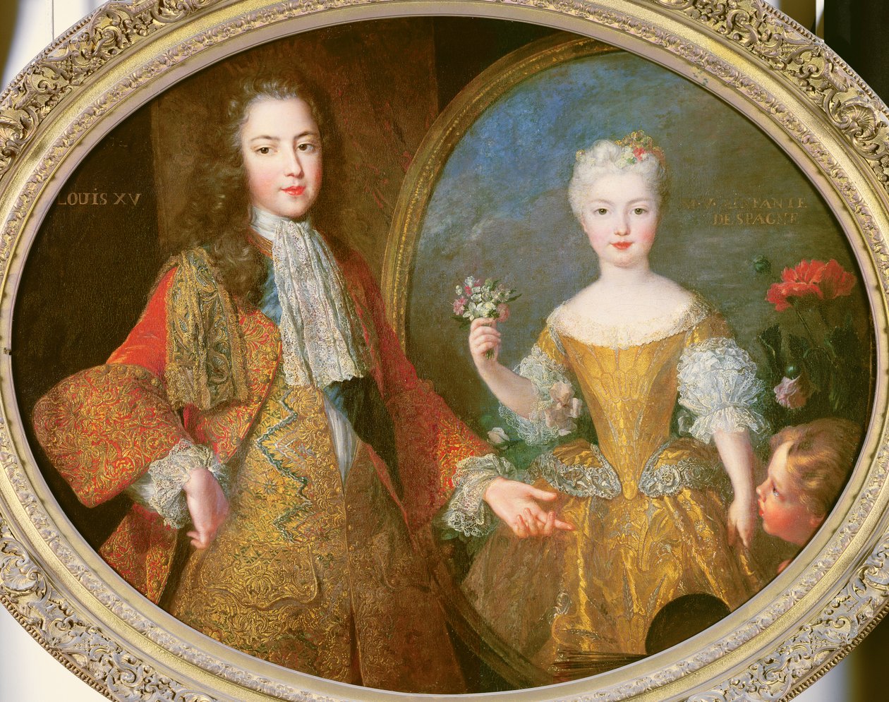 Luís XV (1710-74) e a Infanta de Espanha, Maria Ana Victoria (1718-81) c.1724 de Alexis Simon Belle