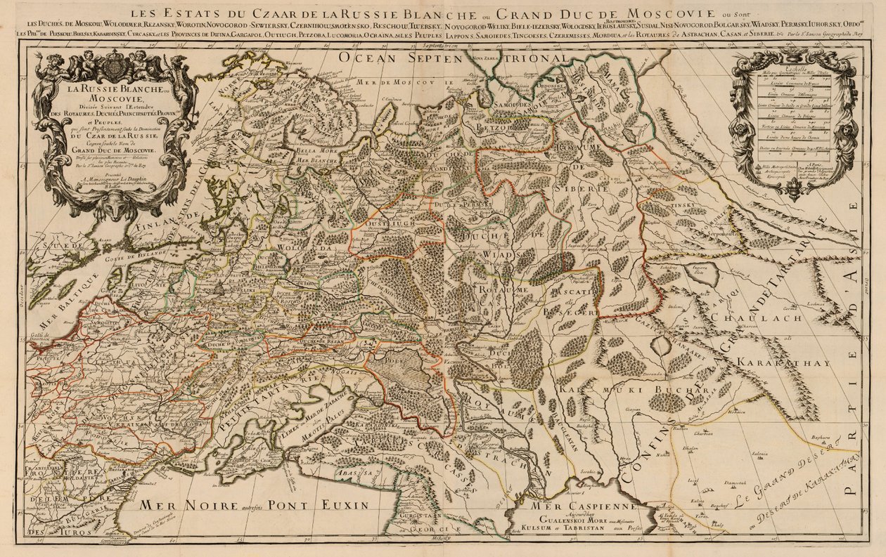 Inglês: Mapa de Belaya Rus ou Muscovy de Alexis Hubert Jaillot