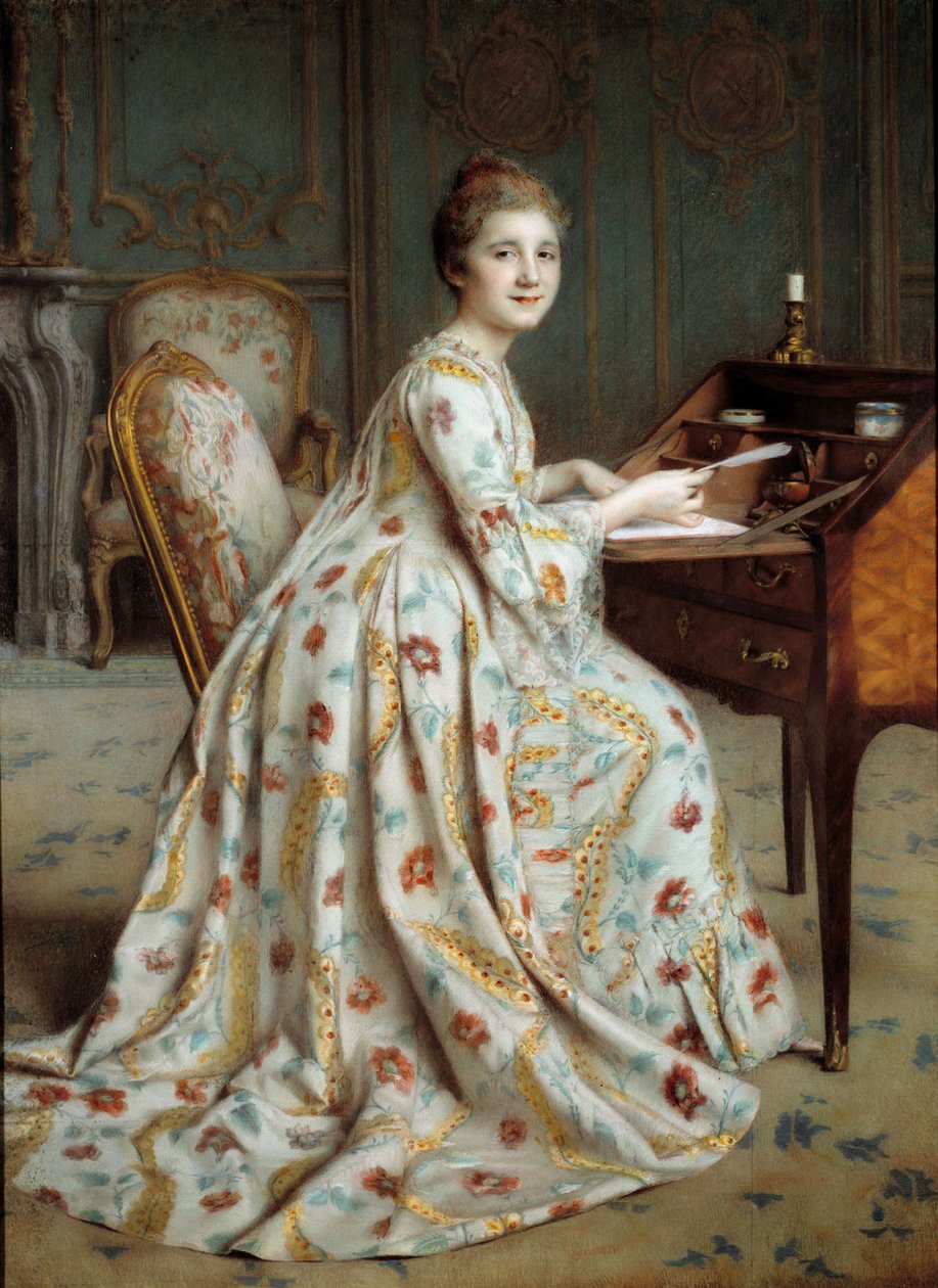 Retrato da Marquesa Dubois Mouchet Pintura de Alexis Axilette (1860-1931) Angers do século XIX, Museu de Belas Artes de Alexis Axilette