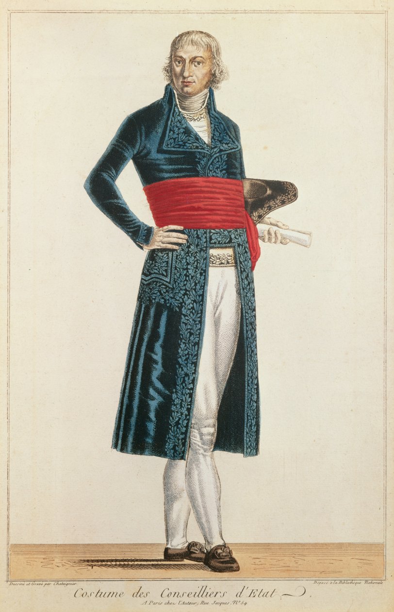 Uniforme do Conselheiro de Estado, c.1804-10 (gravura a cores) de Alexis Chataigner