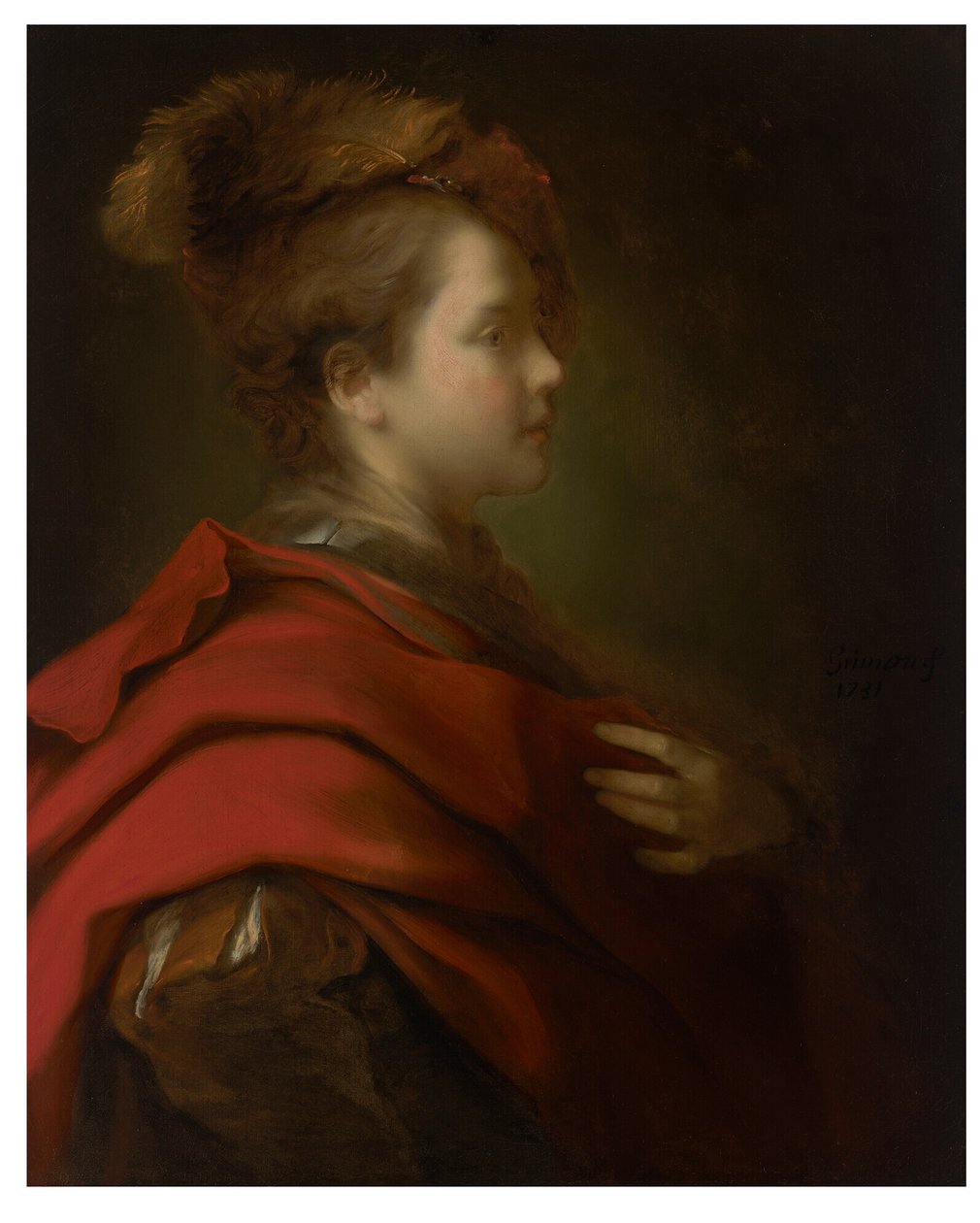 Retrato de um rapaz, a meio comprimento, de perfil, vestido de fantasia de Alexis Grimou