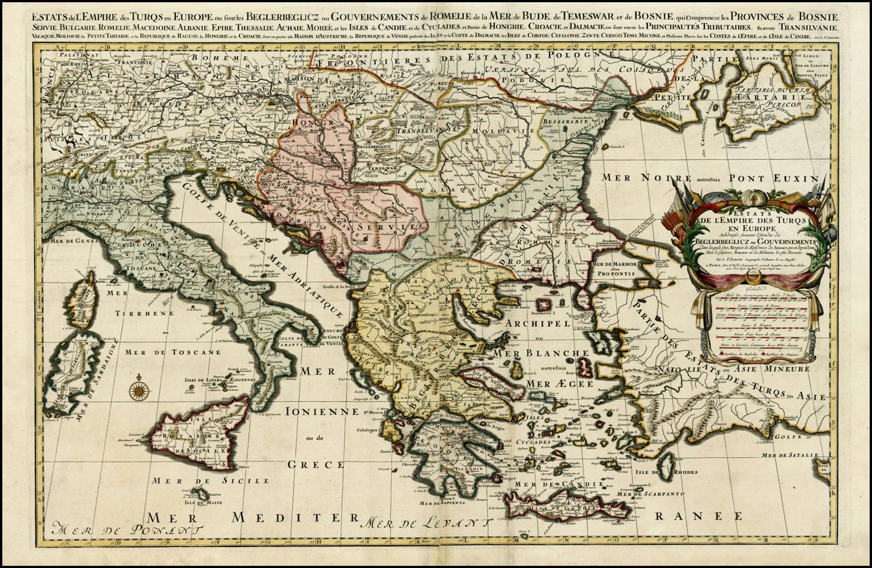Mapa de 1692 do Império Turco na Europa por Hubert Jaillot de Alexis Hubert Jaillot
