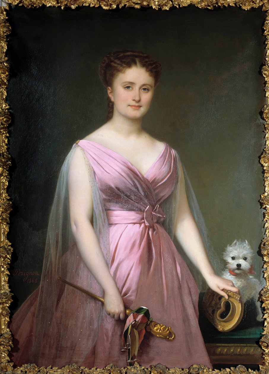 Retrato do comediante de teatro Hortense Schneider (1833-1920) em loucura Pintura de Alexis Nicolas Perignon, o Jovem (1785-1864) Sol do século XIX. 1,5x0,5 m Compiegne musee du chateau de Alexis Nicolas Perignon