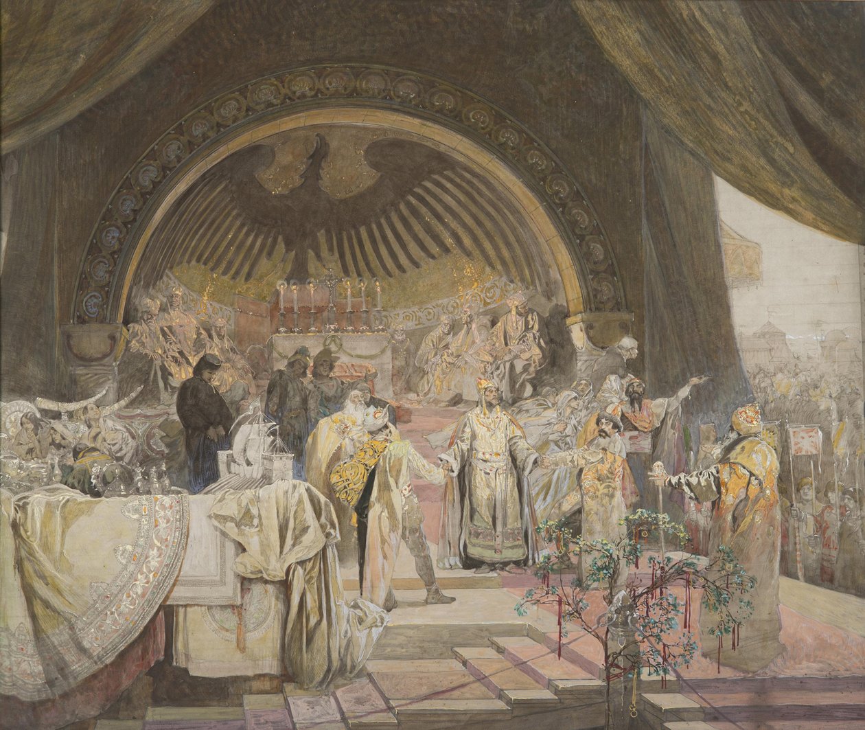 Otocar II da Boêmia. A União das Dinastias Eslavas O ciclo O Esboço Épico Eslavo. de Alfons Marie Mucha