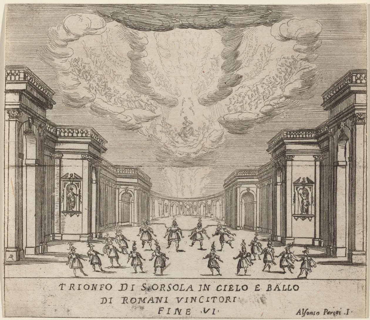 O triunfo de Santa Úrsula no céu e os conquistadores romanos de Alfonso Parigi II