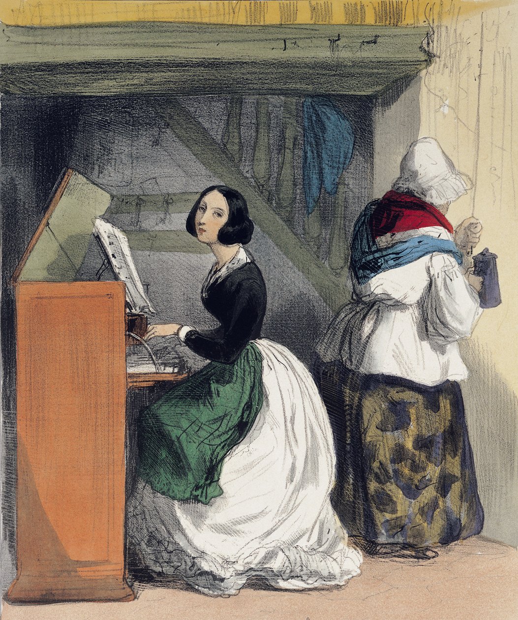 Um aluno da Escola de Música, de &39;Women of Paris&39;, 1841-42 de Alfred Andre Geniole