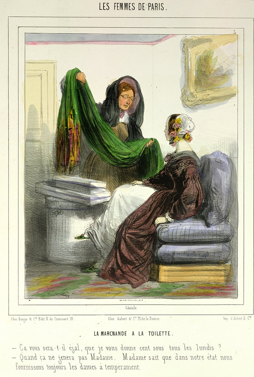 O Vendedor de Roupas, Flat 5 de &39;Women of Paris&39;, 1841-42 de Alfred Andre Geniole