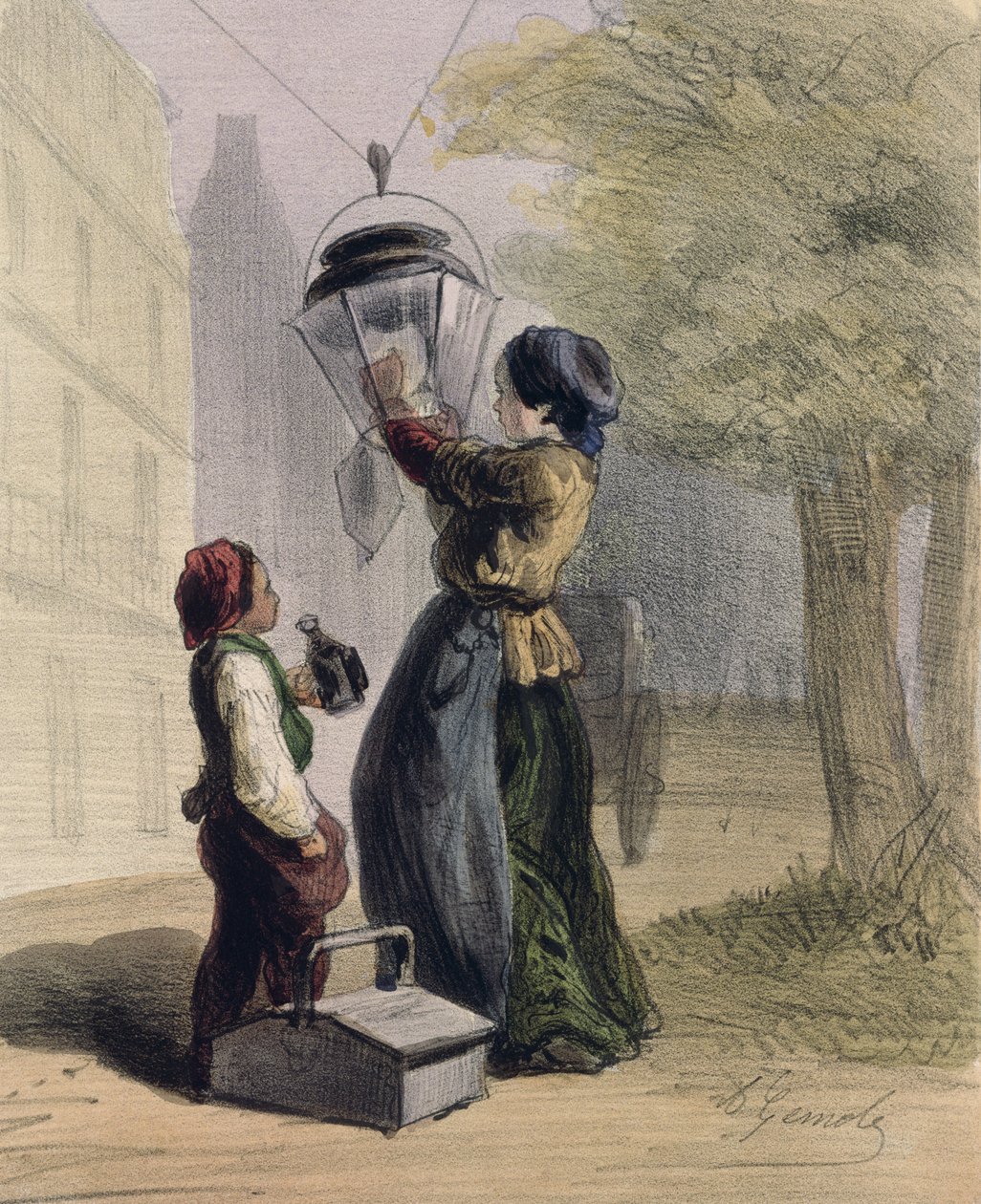 O Lamplighter, de "As mulheres de Paris", 1841-42 de Alfred Andre Geniole