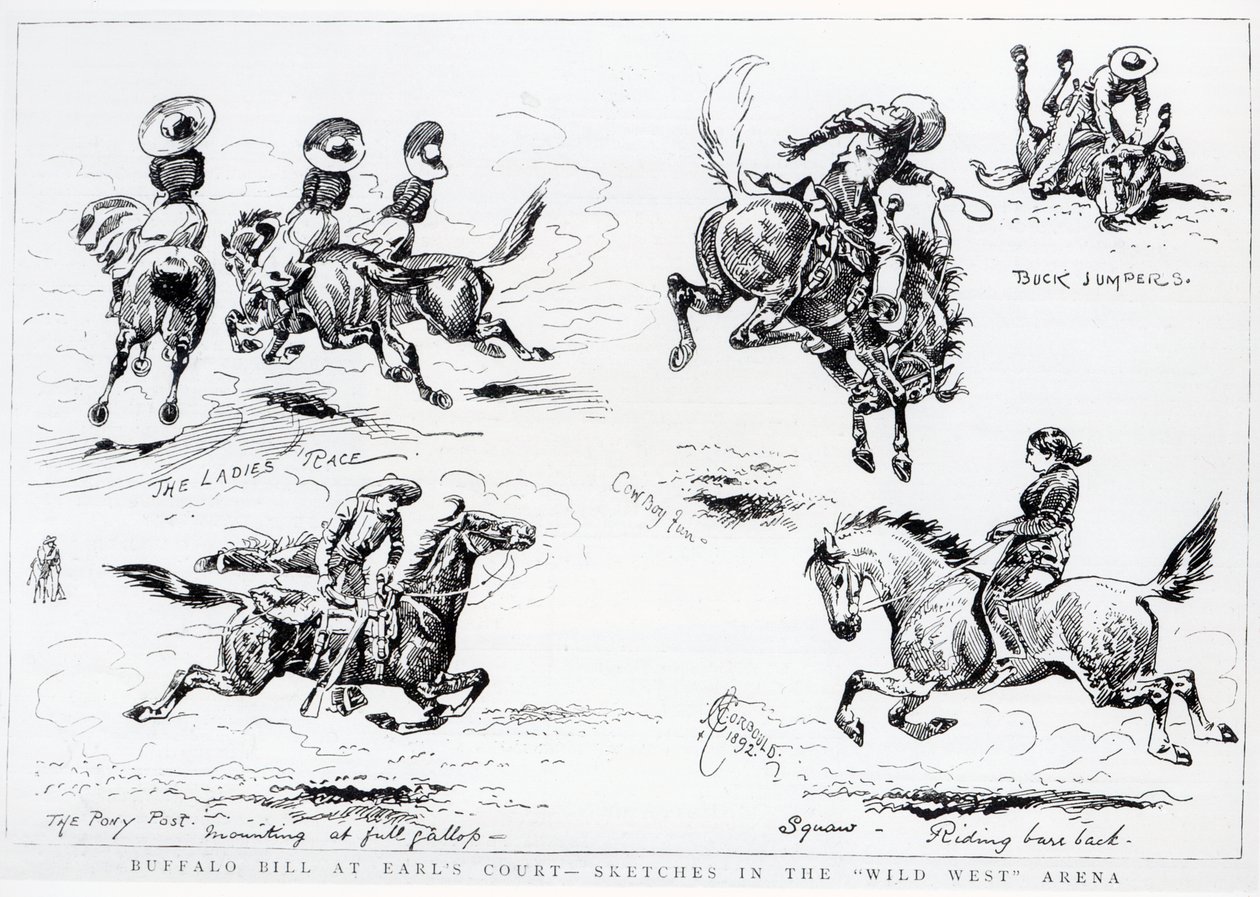 Esboços do Wild West Show de Buffalo Bill em Earl&39;s Court, 1892 de Alfred Chantrey Corbould