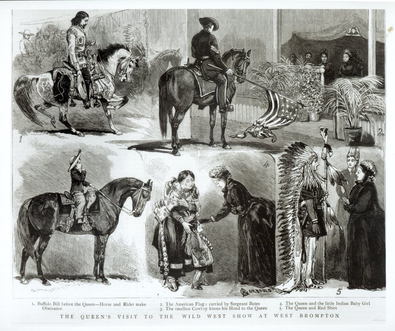 Visita da Rainha ao Wild West Show em West Brompton, 1887 de Alfred Chantrey Corbould