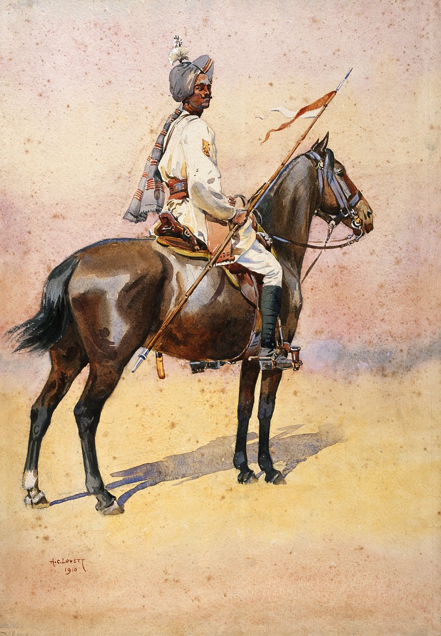 Jodphur Sardar Risala, Ratore Rajput, ilustração para &39;Exércitos da Índia&39; pelo Major GF MacMunn, publicado em 1911, 1910 de Alfred Crowdy Lovett