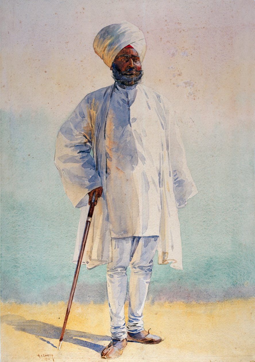 Off to Pension, ilustração para &39;Exércitos da Índia&39; pelo Major GF MacMunn, publicado em 1911, 1910 de Alfred Crowdy Lovett