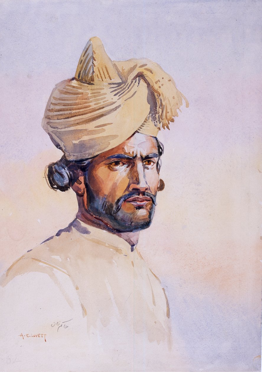 Soldado da 82nd Punjabis, Awan, ilustração para &39;Exércitos da Índia&39; pelo Major GF MacMunn, publicado em 1911, 1908 de Alfred Crowdy Lovett
