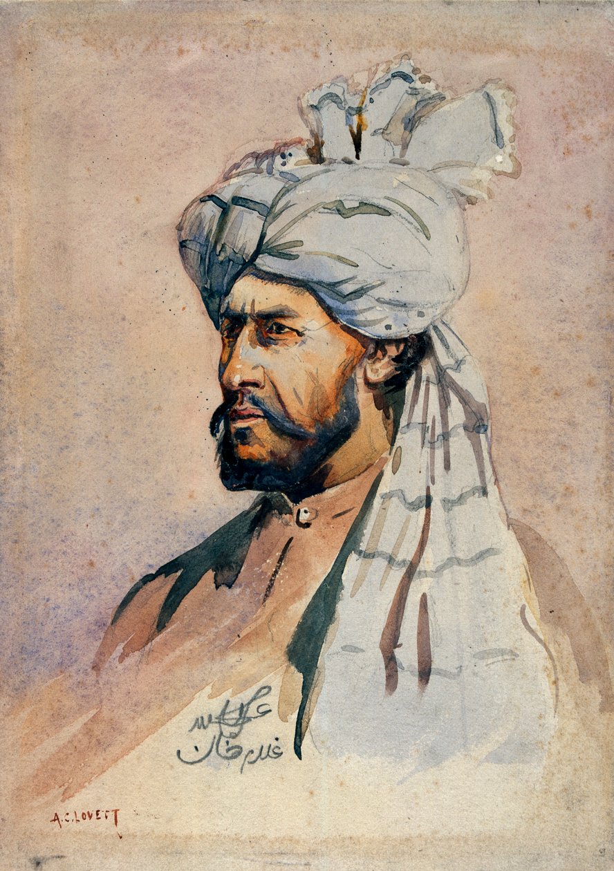 Soldado da milícia Kurram, fora do uniforme, ilustração para &39;exércitos da Índia&39; pelo major GF MacMunn, publicado em 1911, 1908 de Alfred Crowdy Lovett