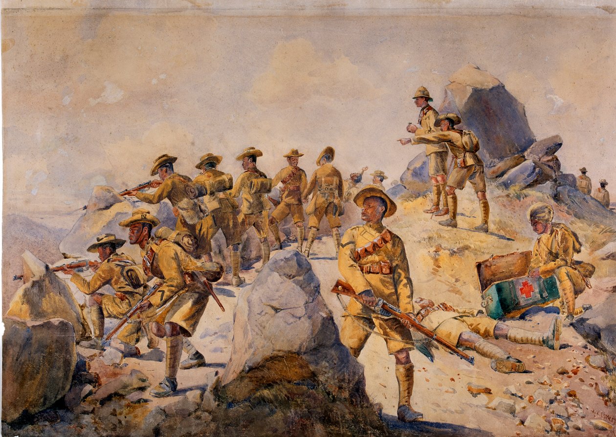 Soldados do 4º Gurkha Rifles, ilustração para &39;Exércitos da Índia&39; pelo Major GF MacMunn, publicado em 1911, 1908 de Alfred Crowdy Lovett