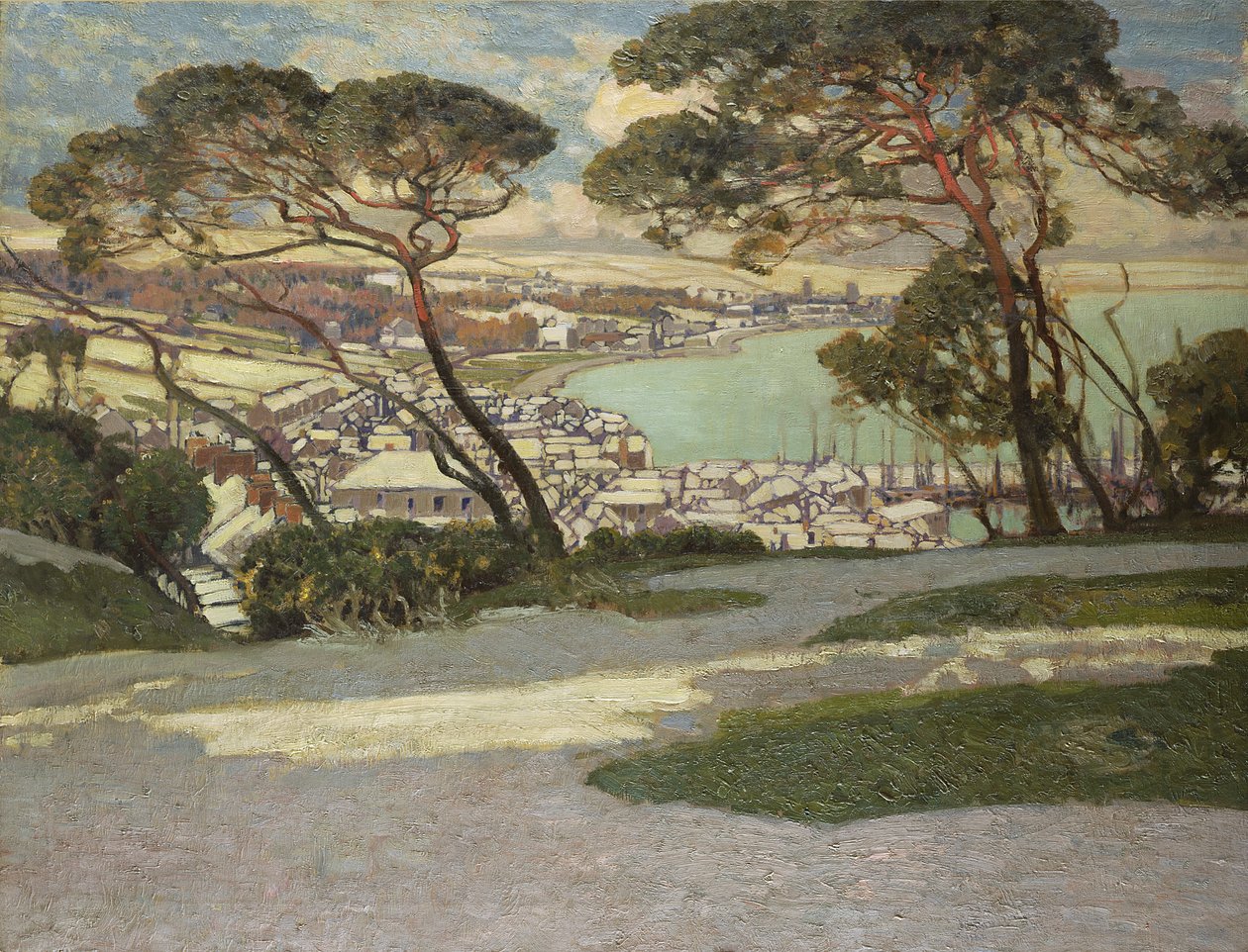 Newlyn, Penzance na distância do jardim de Geoffrey Garnier de Alfred East