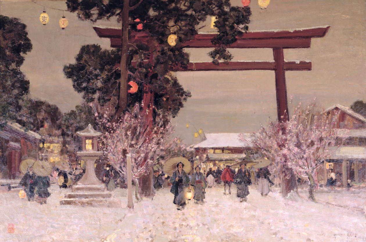 Vista de um santuário xintoísta, c.1889 de Alfred East