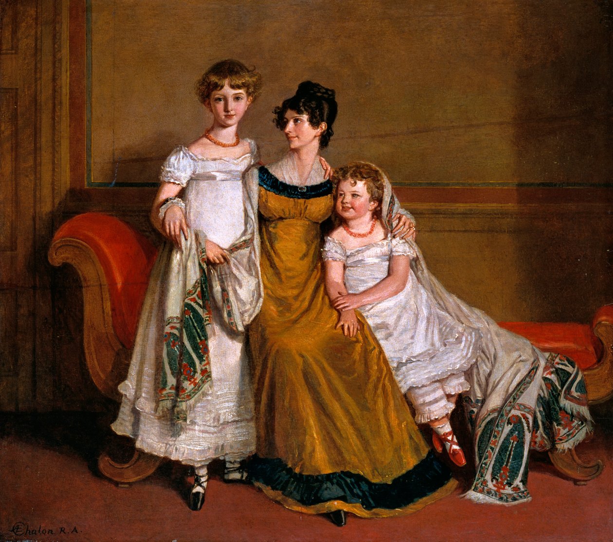 Retrato, mulher, dois, crianças, doméstico, interior, c.1815 de Alfred Edward Chalon