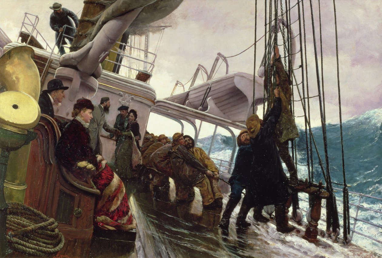 Vela de ligação após um vendaval, 1881 de Alfred Edward Emslie