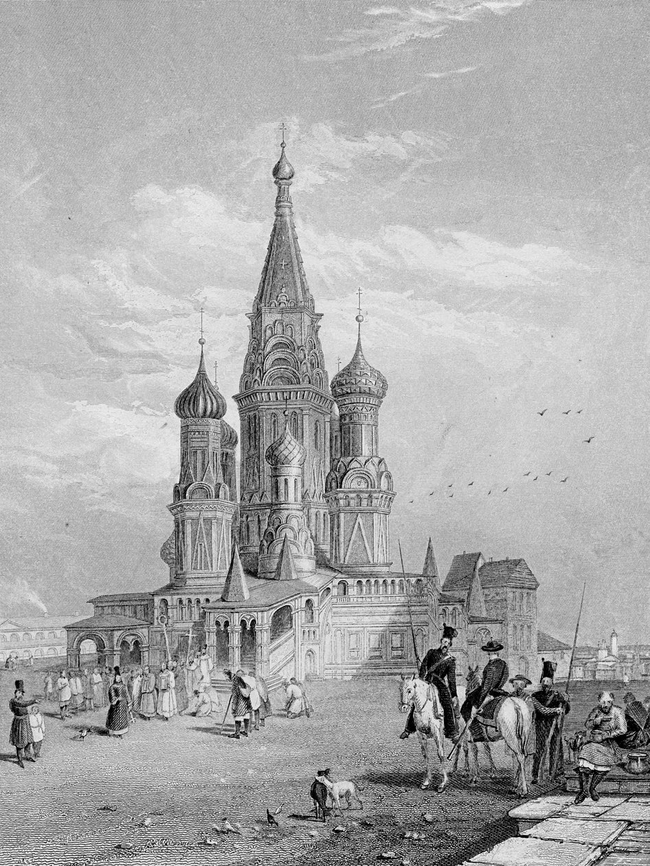 Catedral de São Basílio, Moscou, gravada por Turnbull, 1835 de Alfred Gomersal Vickers