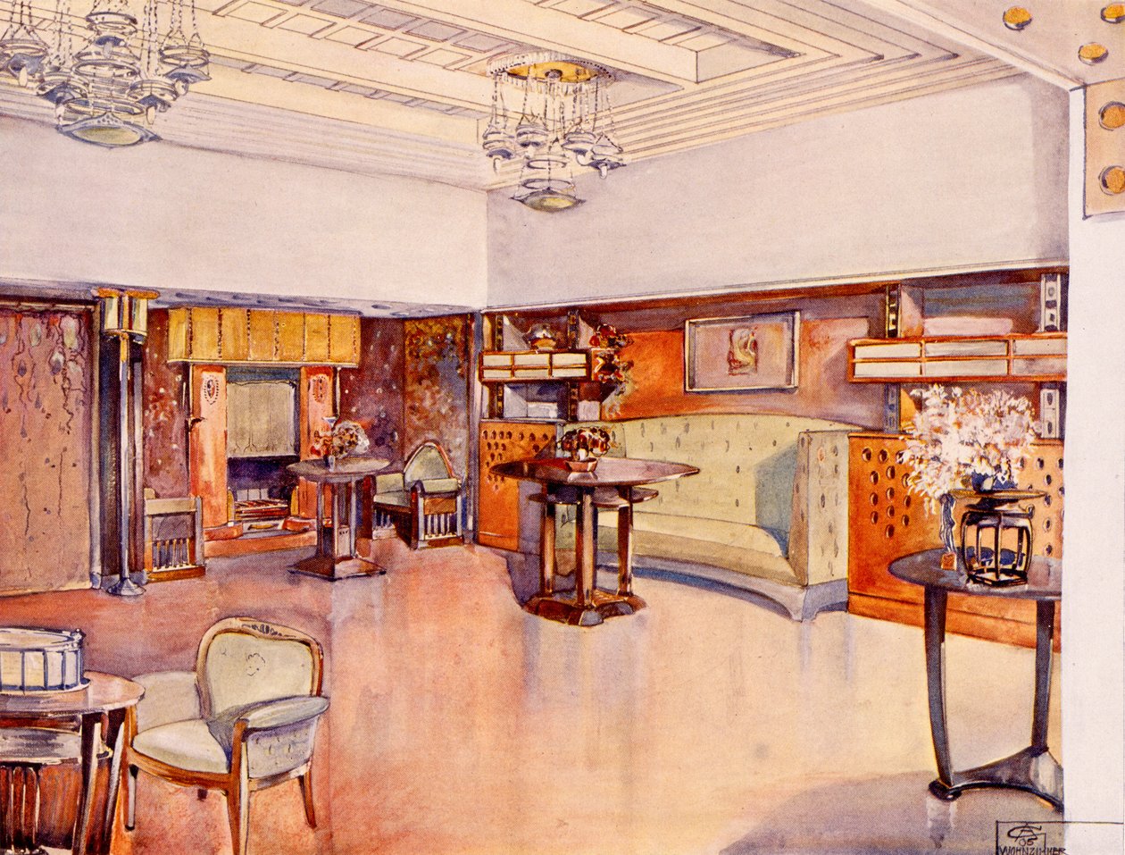 Sala de Estar, 1905 (wc no papel) de Alfred Grenander