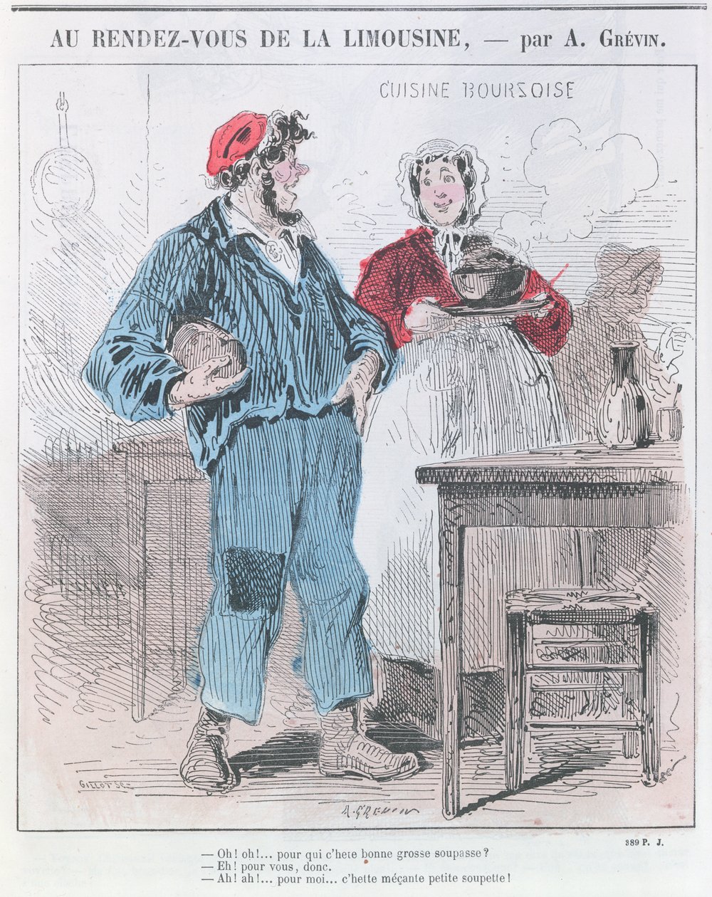 No Encontro da Limousine, de &39;Le Petit Journal Pour Rire&39;, gravado por Gillot, c.1860 de Alfred Grevin