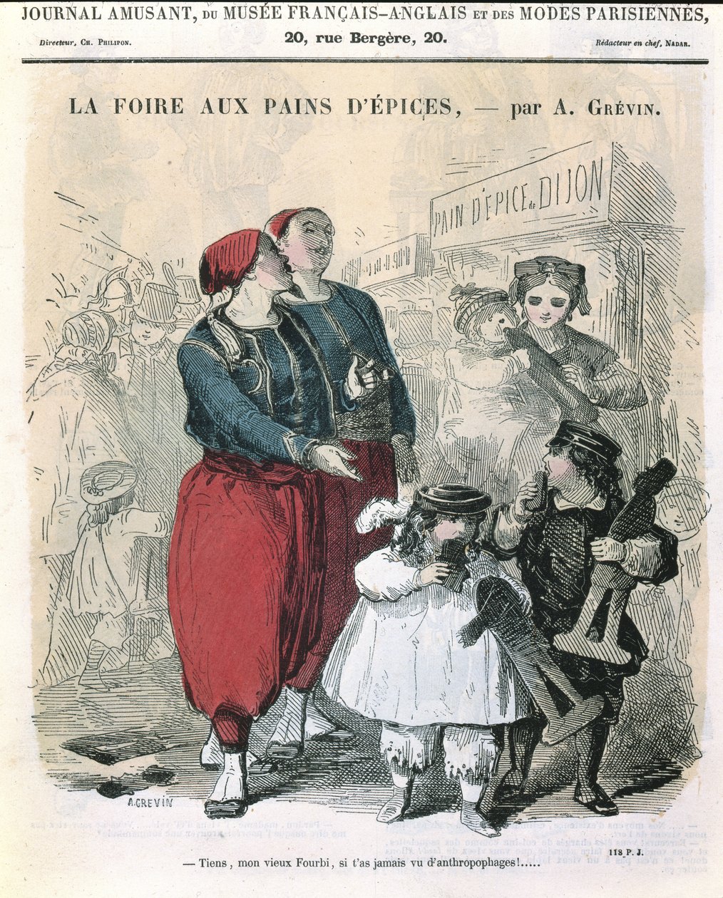 A feira do pão-de-espécie, c.1860 (gravura da cor) de Alfred Grevin