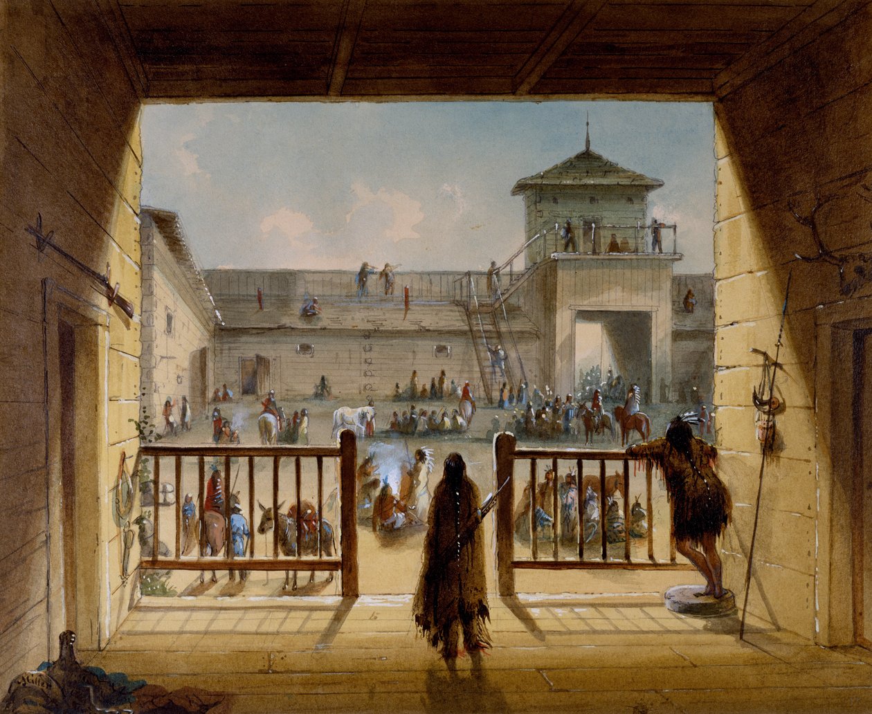 Interior, de, forte, Laramie de Alfred Jacob Miller