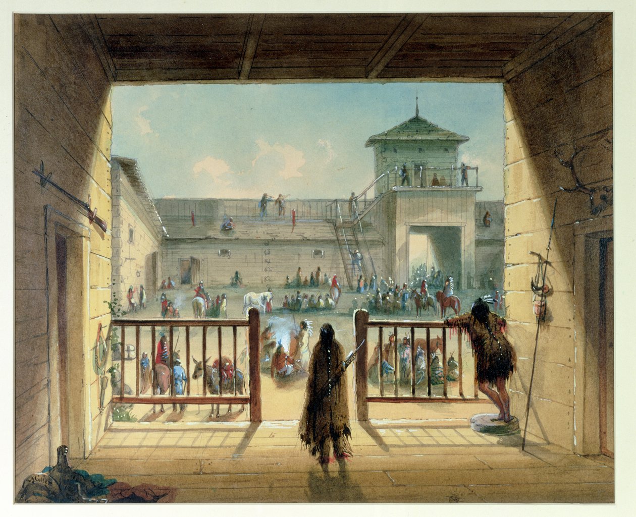 Interior de Fort Laramie, 1858-60 de Alfred Jacob Miller