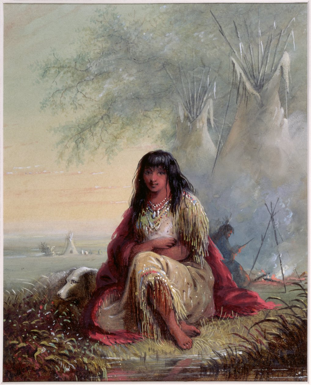 Sioux Indian Girl (wc e guache sobre papel) de Alfred Jacob Miller
