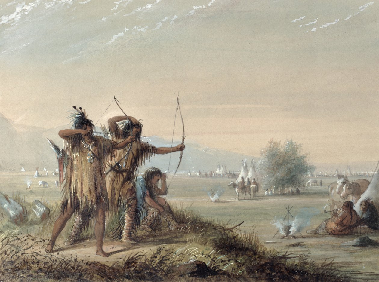 Índios de cobra testando arcos, 1837 de Alfred Jacob Miller