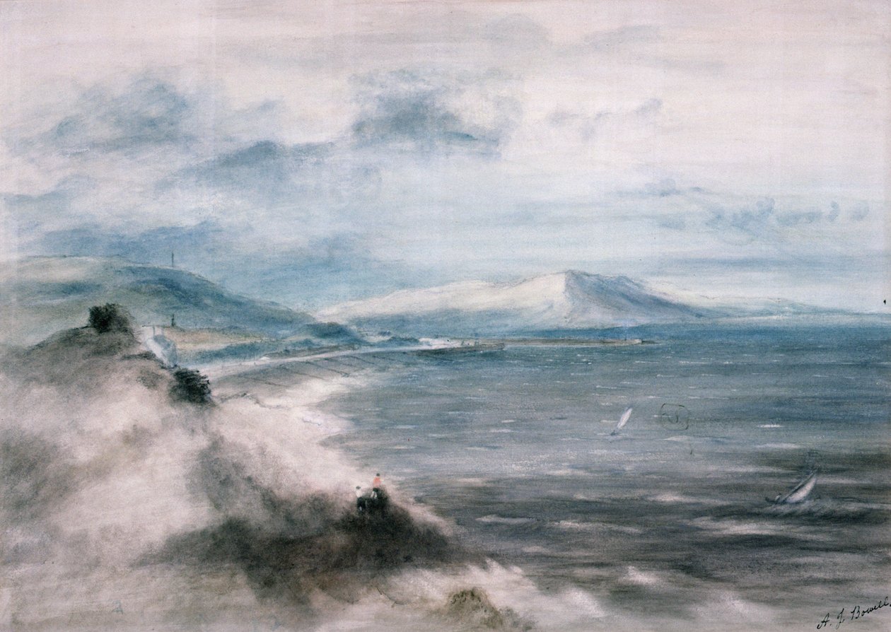 Vista através de uma baía (wc no papel) de Alfred John Bowell