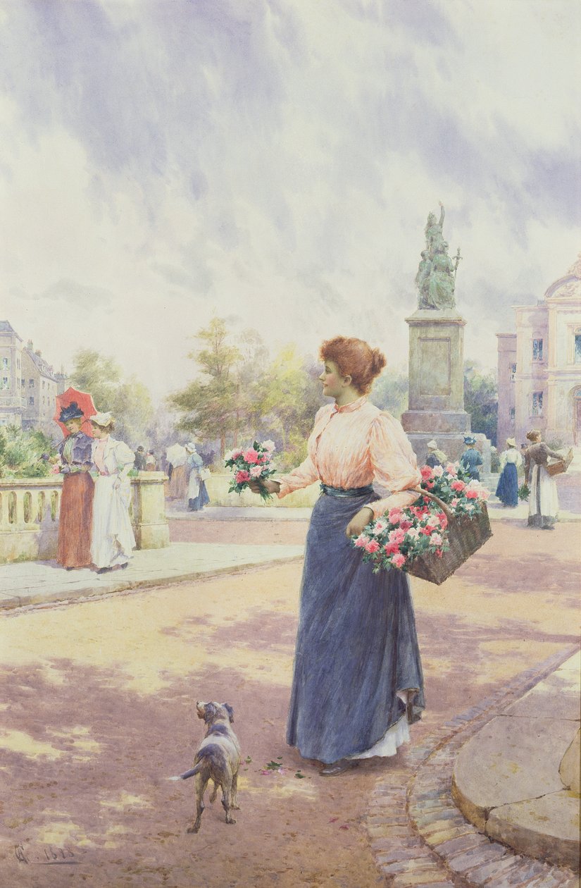 Um vendedor de flores parisiense, 1898 de Alfred, Jr. Glendening