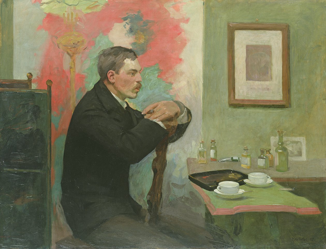 O pintor Julius Wohlers em seu estúdio, 1895 de Alfred Mohrbutter