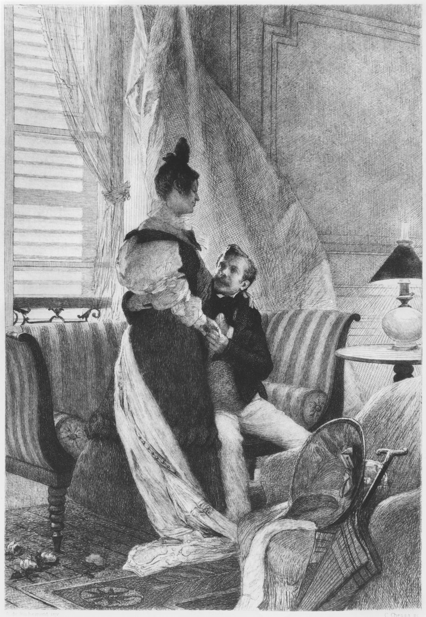 Emma Bovary e Rodolphe, ilustração de "Madame Bovary" por Gustave Flaubert (1821-1880) gravada por Carlo Chessa (1855-1925) 1905 de Alfred Paul Marie Richemont