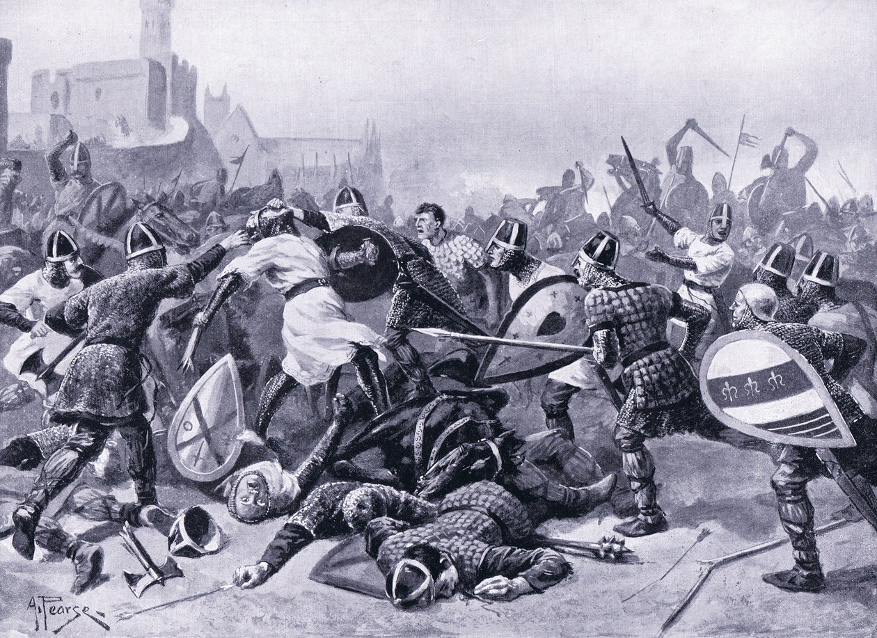Stephen feito prisioneiro na batalha de Lincoln AD1141, 1920 de Alfred Pearse