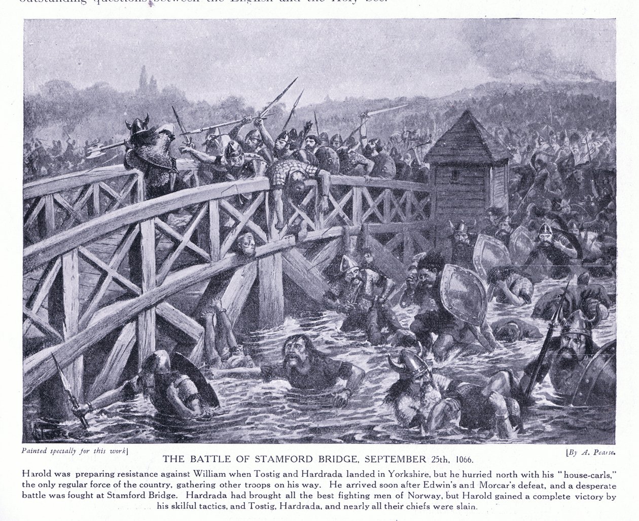 A batalha de Stamford Bridge AD1066, década de 1920 de Alfred Pearse