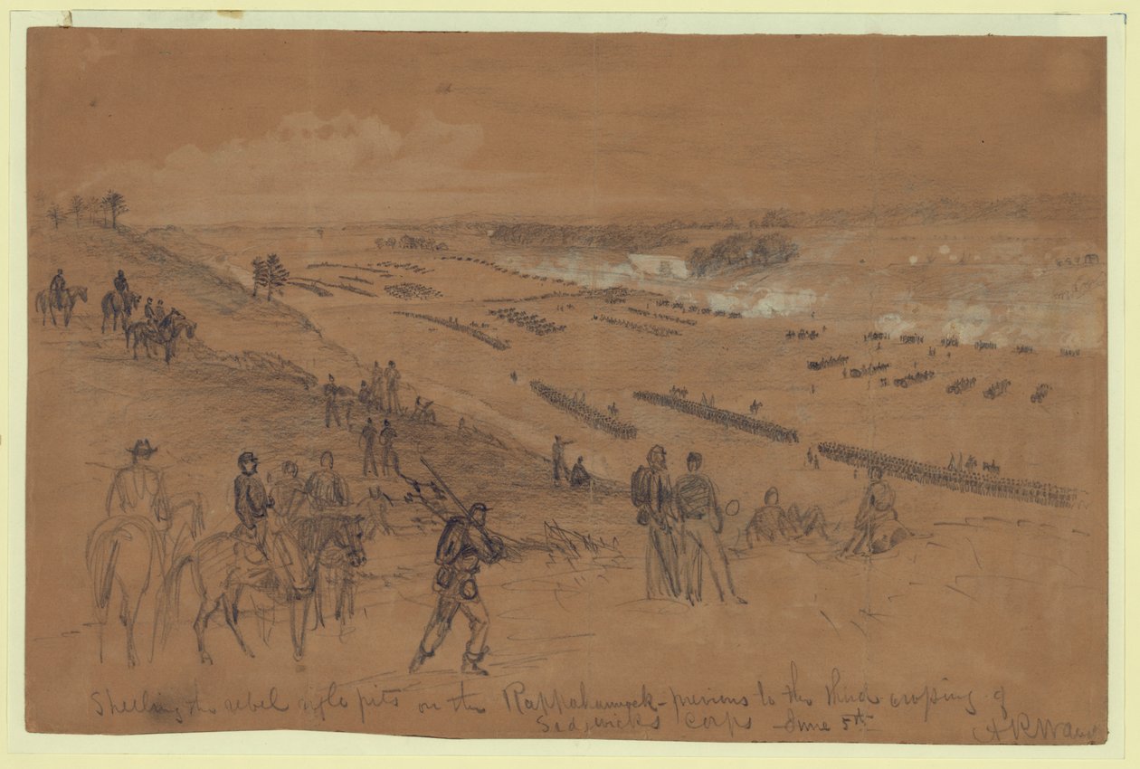 Descascar os rifles rebeldes no Rappahannock de Alfred Rudolph Waud