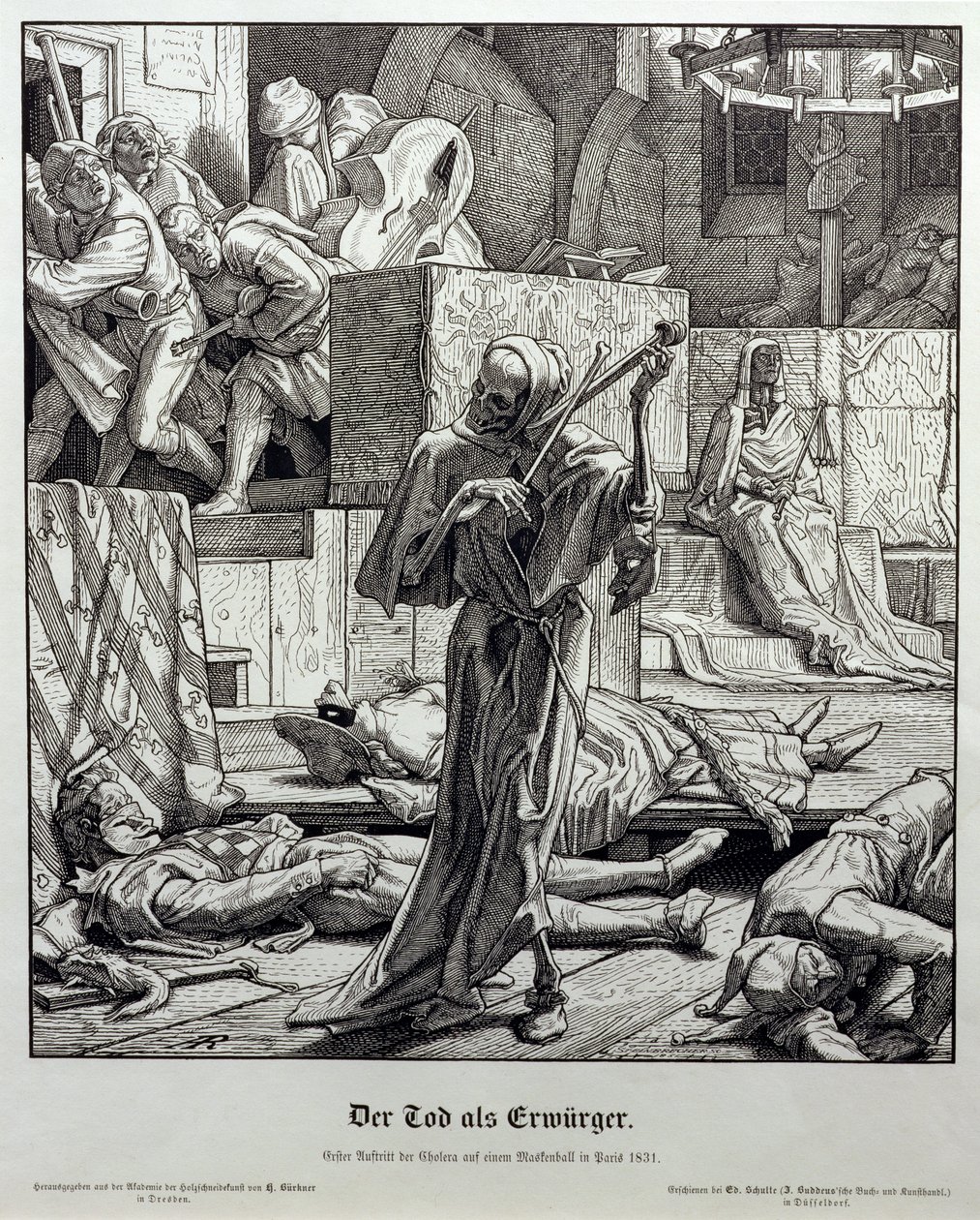 Morte como Assassino, 1851 (gravura em madeira) de Alfred Rethel