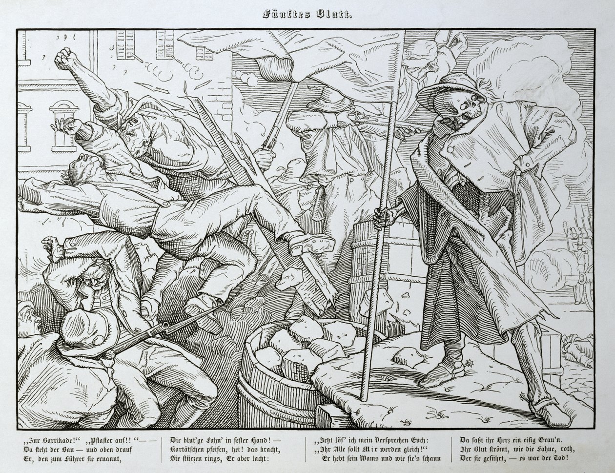 Morte na Barricada, de &39;Another Dance of Death&39;, publicado por Georg Wigand em Leipzig, 1849 de Alfred Rethel