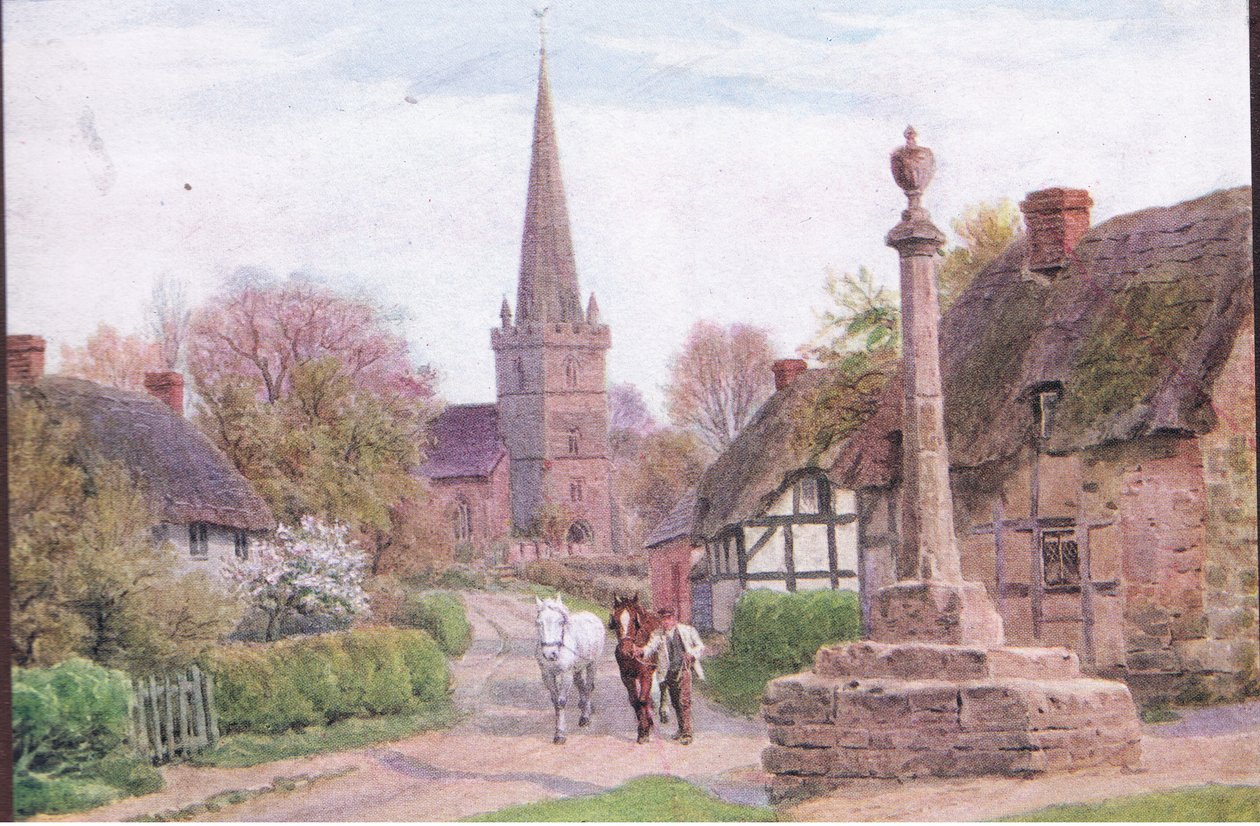 Childs Wickham, Nr Evesham, Worcester, de The Cottages and the Village Life of Rural England publicado por Dent & Sons Limited, 1912 de Alfred Robert Quinton