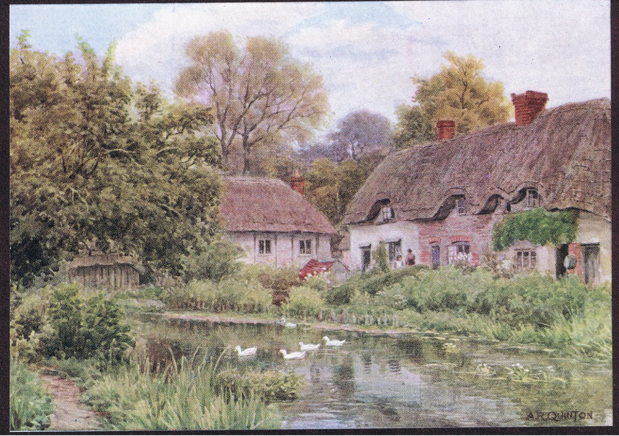 Casas de campo no lago, Nr Salisbury, Wiltshire, das casas de campo e a vida da vila de Inglaterra rural publicada por Dent & Sons Limited, 1912 de Alfred Robert Quinton