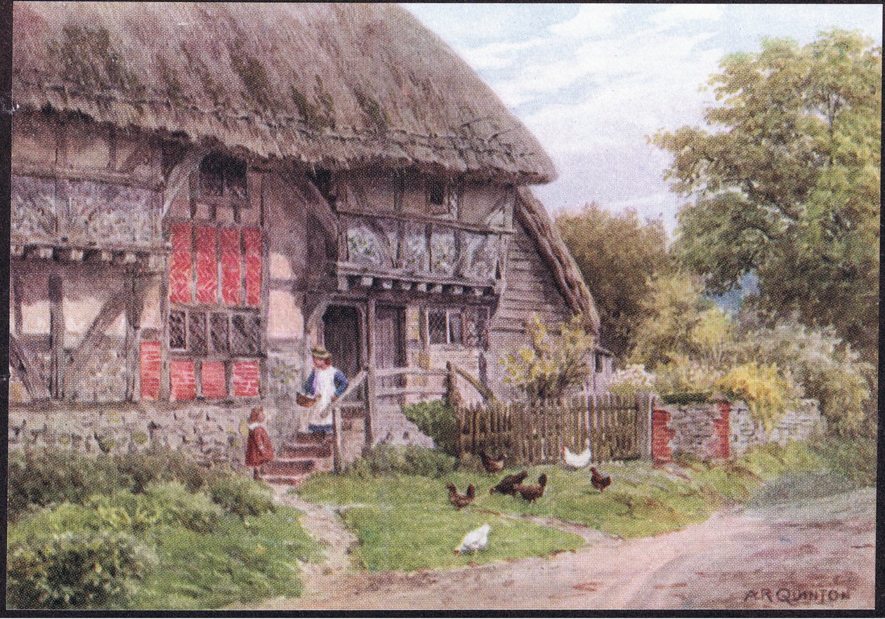 Old Cottage, Bignor, Sussex, de The Cottages e da vida na aldeia rural de Inglaterra publicado pela Dent & Sons Limited, 1912 de Alfred Robert Quinton