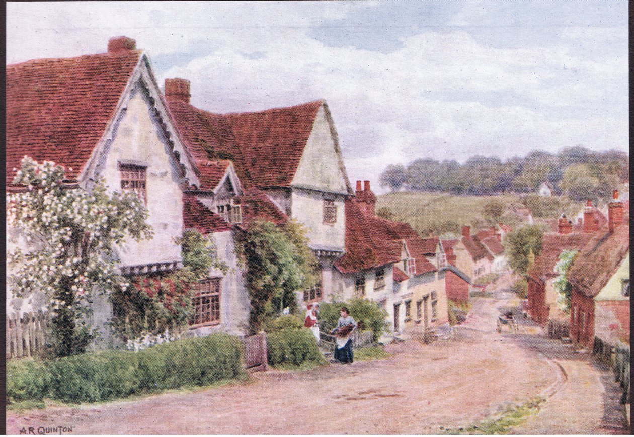 A rua da vila, Kersey, Suffolk, das casas de campo e a vida da vila de Inglaterra rural publicada por Dent & Sons Limited, 1912 de Alfred Robert Quinton