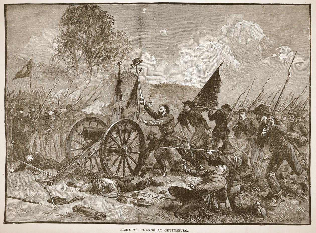 Carga de Pickett em Gettysburg, de um pub de livros. 1896 de Alfred Rudolph Waud